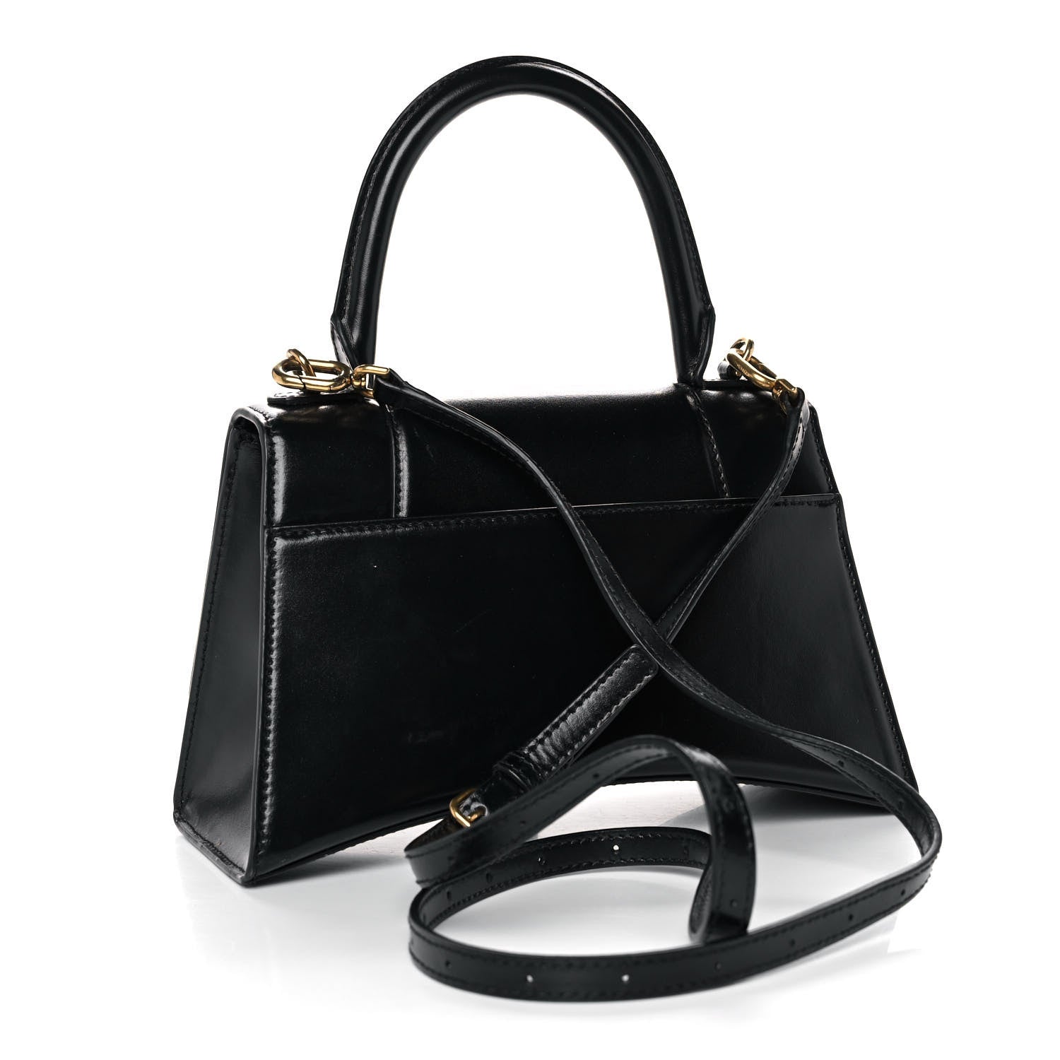 Balenciaga Shiny Box Calfskin Small Hourglass Top Handle Bag Black 3 of 16