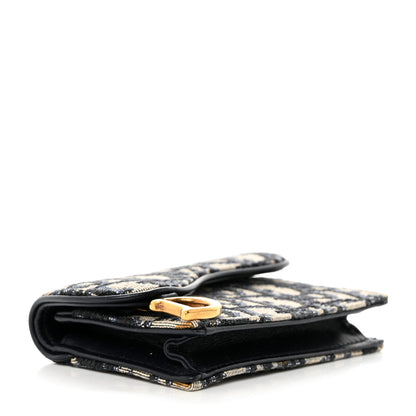 Christian Dior Oblique Saddle Card Holder Blue 4 of 9