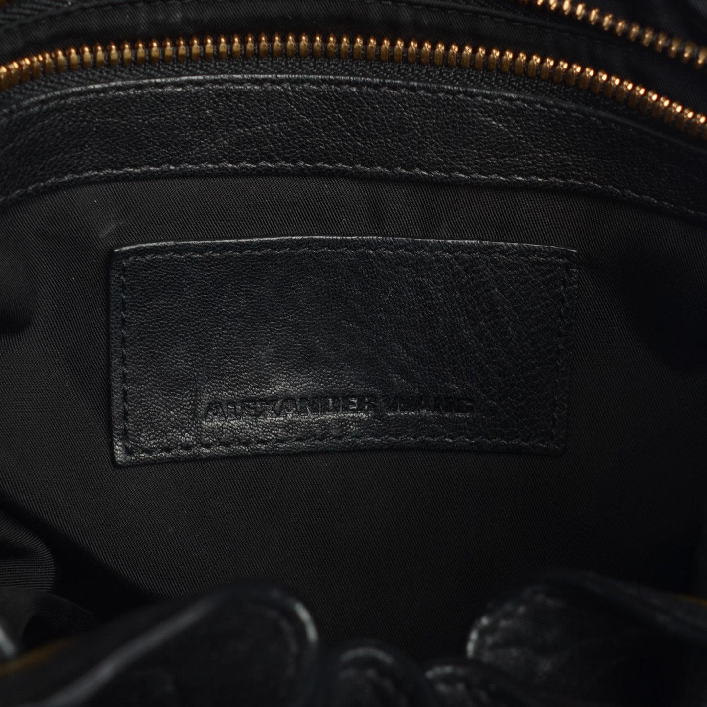 Pebbled Lambskin Diego Bucket Bag Black Antique Brass Hardware