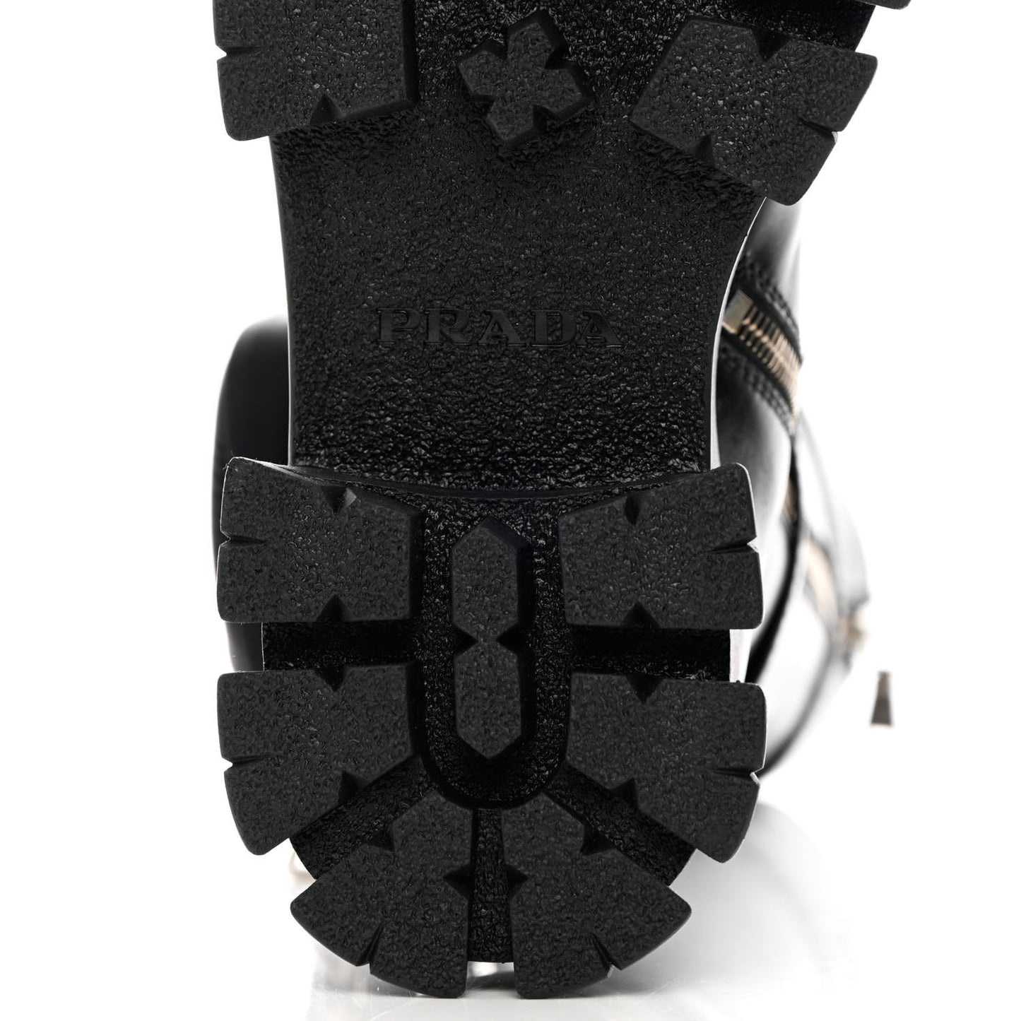 Vitello Lux Nylon Metal Triangle Logo Monolith Pouch Pocket 55mm Tall Combat Boots 35.5 Black