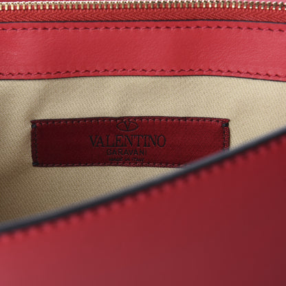 Valentino Garavani Vitello Glam Lock Rockstud Clutch Red 5 of 8