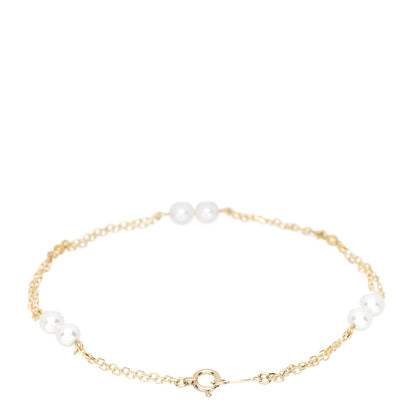Mikimoto 18K Yellow Gold Akoya Pearl 4-4.5mm Station Bracelet 2 of 3