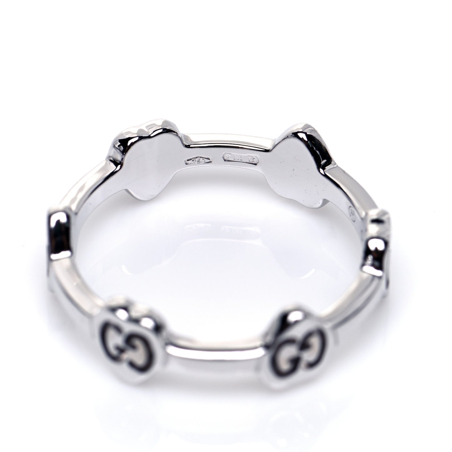 18K White Gold GG Love Heart Ring 50 5.5