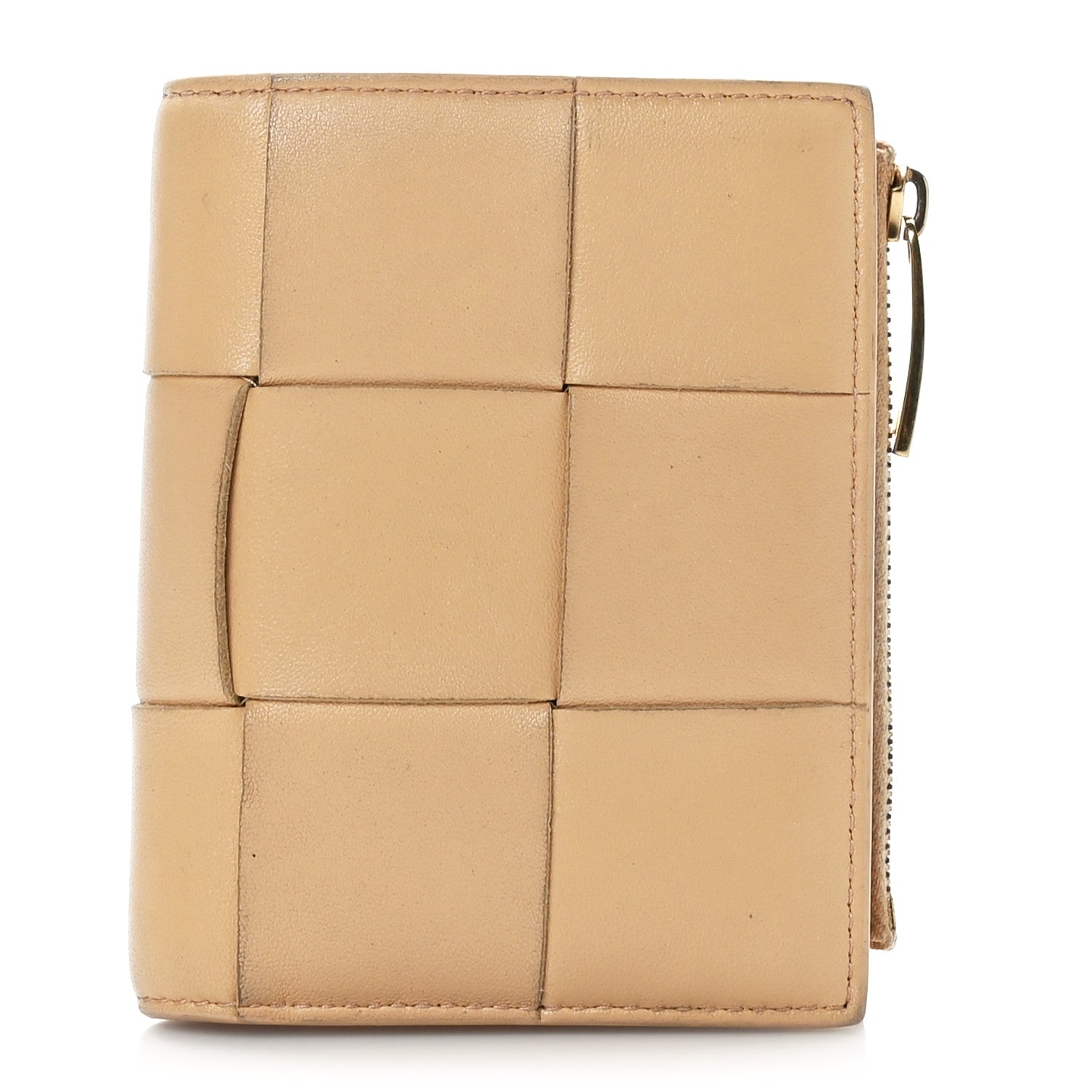 Bottega Veneta Nappa Maxi Intrecciato Small Bi-Fold Zip Wallet Porridge 1 of 8