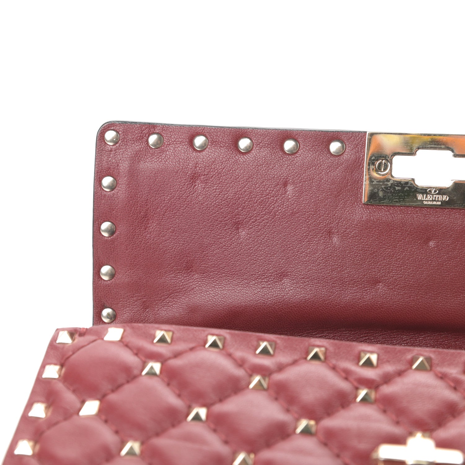 Valentino Garavani Nappa Rockstud Spike Wallet on Chain Rubino 11 of 11