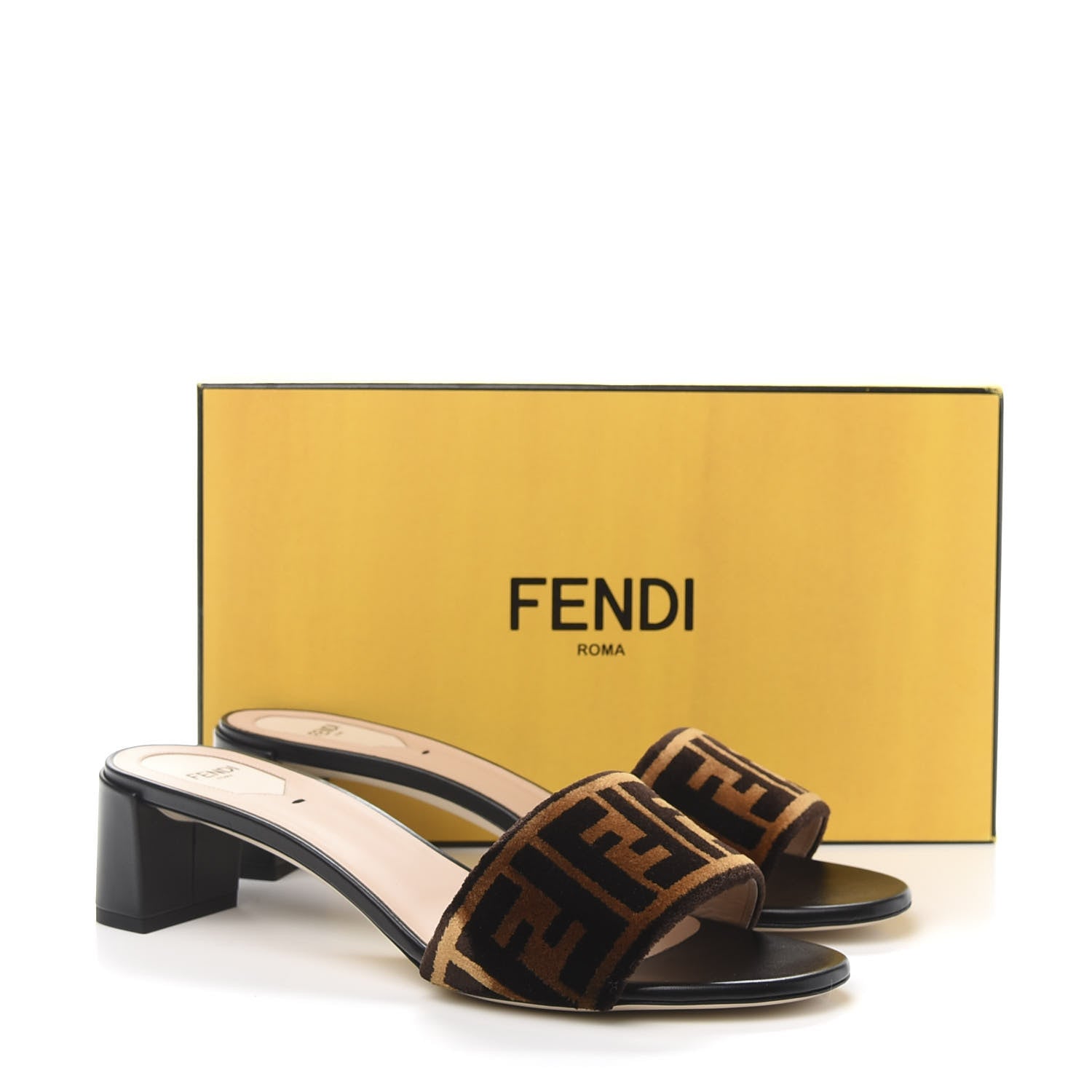 Fendi Velvet FF Slide Sandals 41 Tobacco 8 of 8