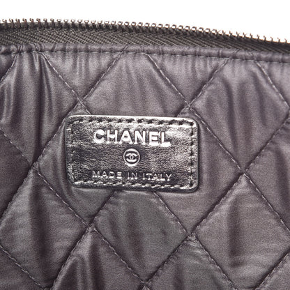 Chanel Metallic Lambskin Embossed Medium Cosmetic Pouch Silver 6 of 9