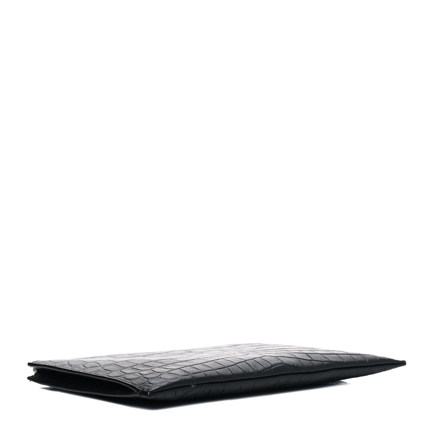 Calfskin Crocodile Embossed Zip Mini Tablet Sleeve Black