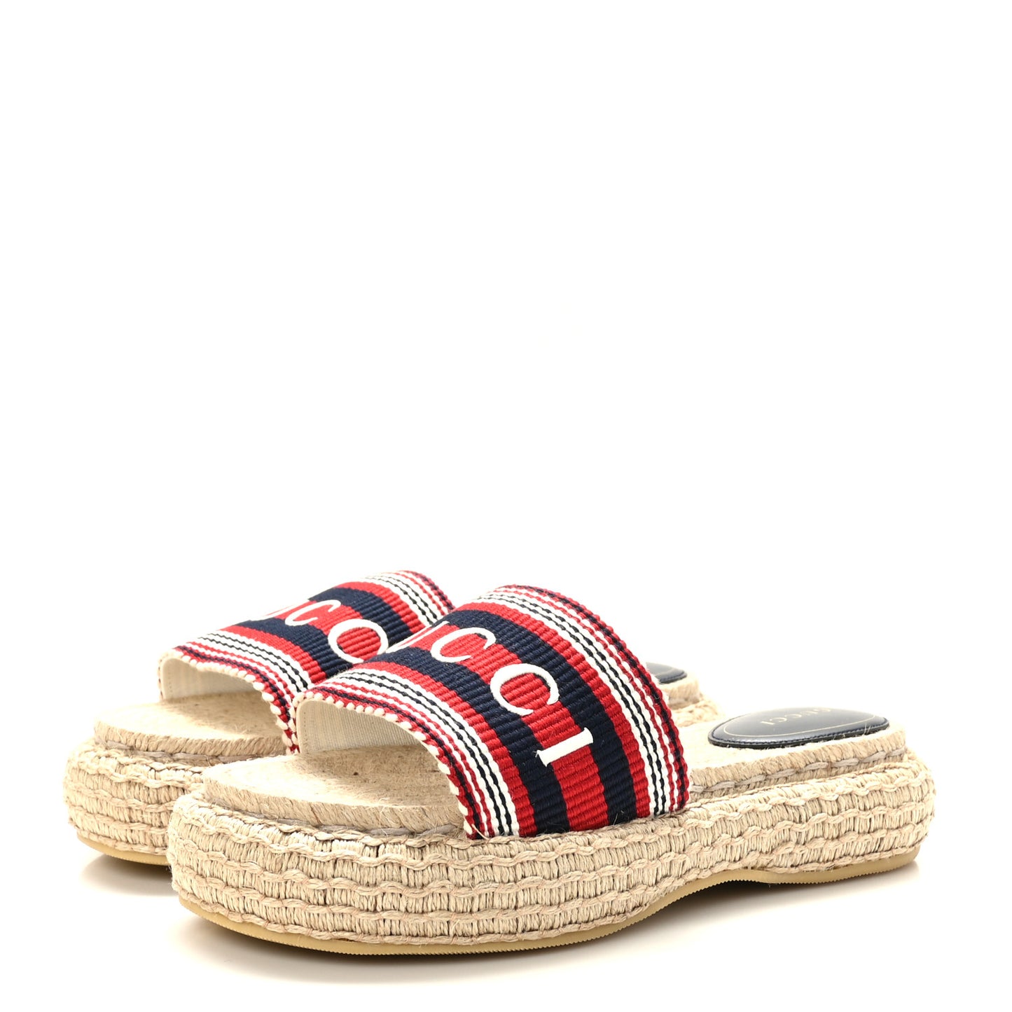 Canvas Stripe Sabela Espadrille Slide Sandals 38 Blue White