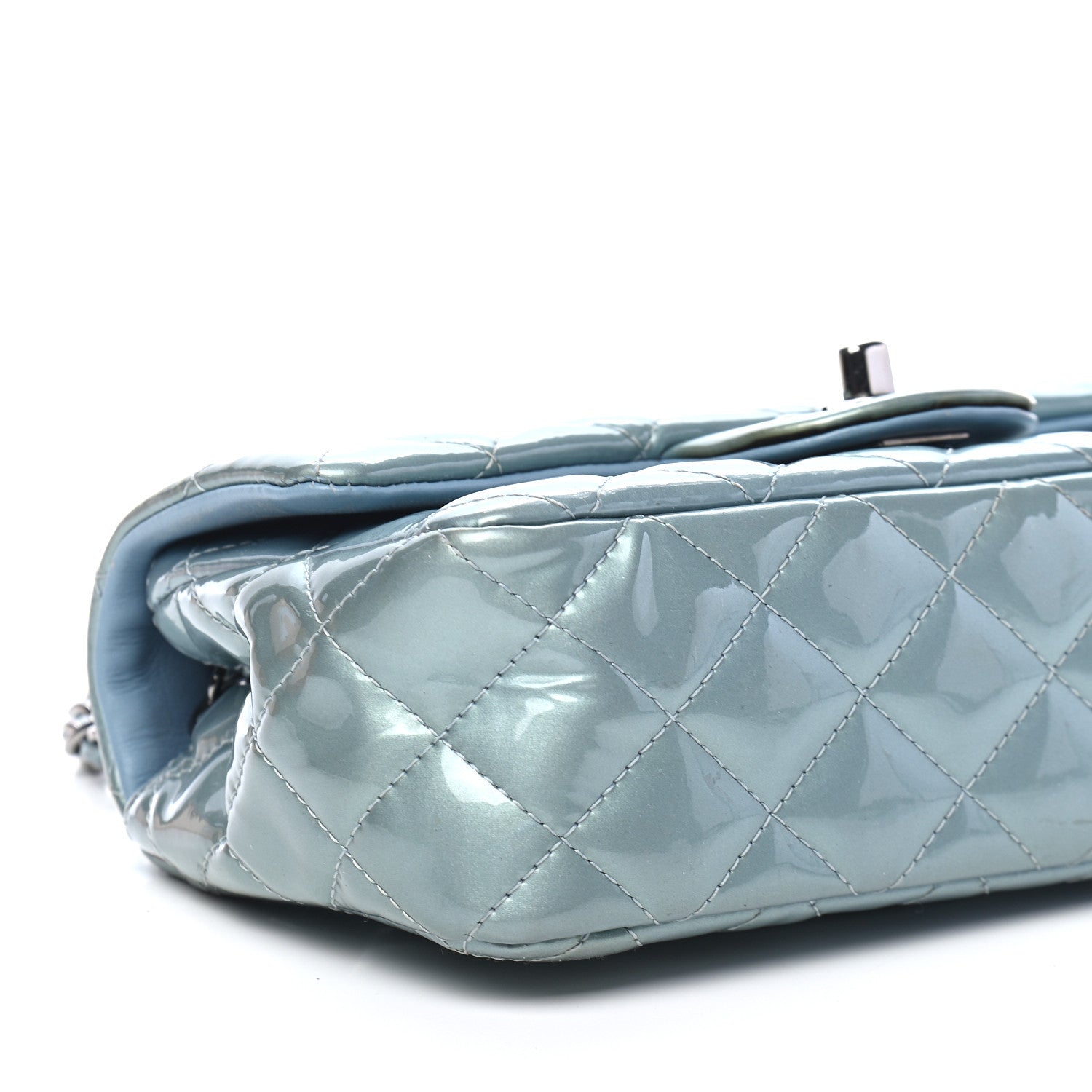 Chanel Patent Calfskin Quilted Mini Rectangular Flap Light Blue 8 of 9
