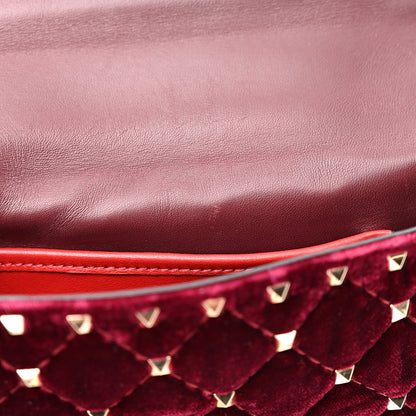 Valentino Garavani Velvet Small Rockstud Spike Shoulder Bag Rubino 10 of 12