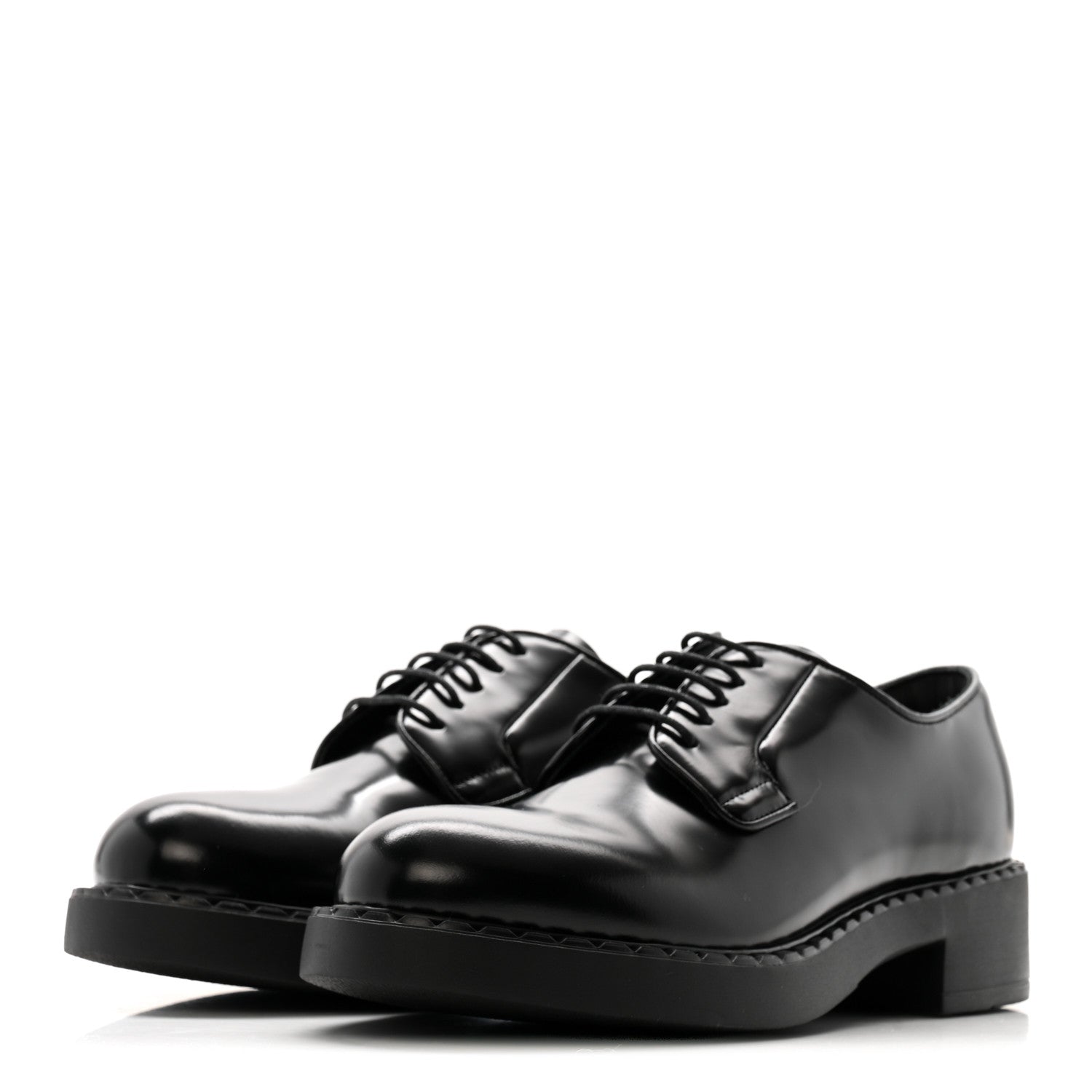 Prada Spazzolato Calzature Donna 50mm Derby Loafers 39 Black 4 of 10