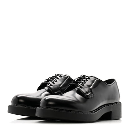 Prada Spazzolato Calzature Donna 50mm Derby Loafers 39 Black 4 of 10