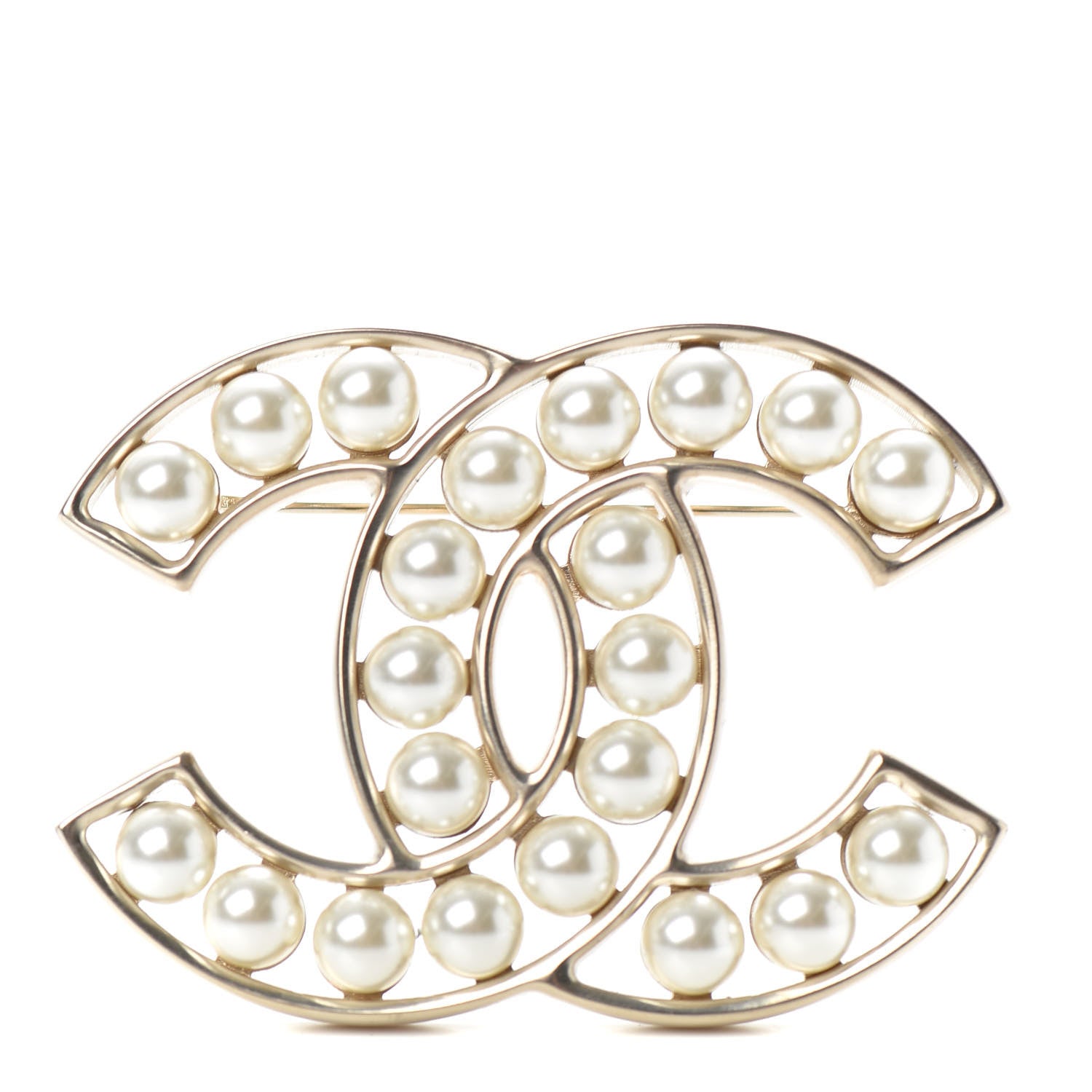 Chanel Pearl CC Brooch Light Gold 1 of 4