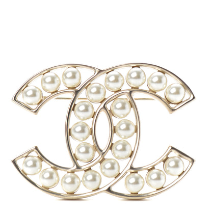 Chanel Pearl CC Brooch Light Gold 1 of 4