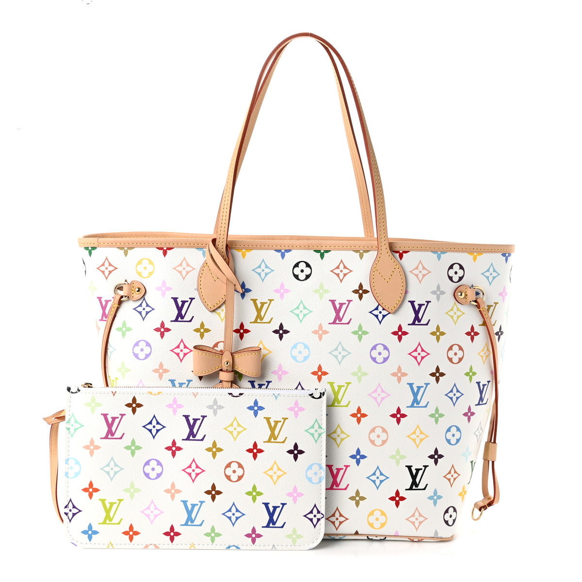 LV X TM Monogram Multicolor Neverfull MM White