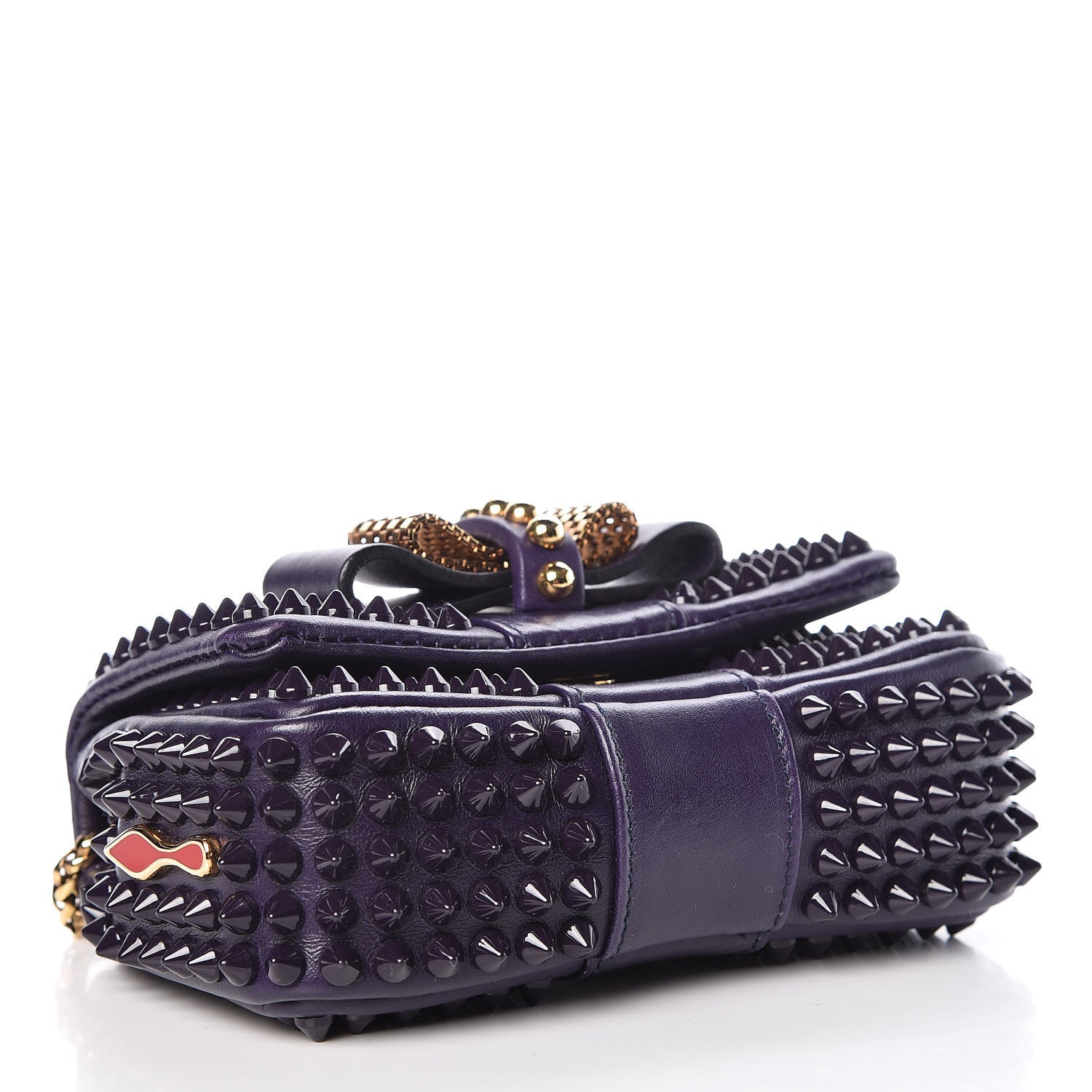 Christian Louboutin Calfskin Spiked Sweety Charity Crossbody Bag Purple 4 of 13