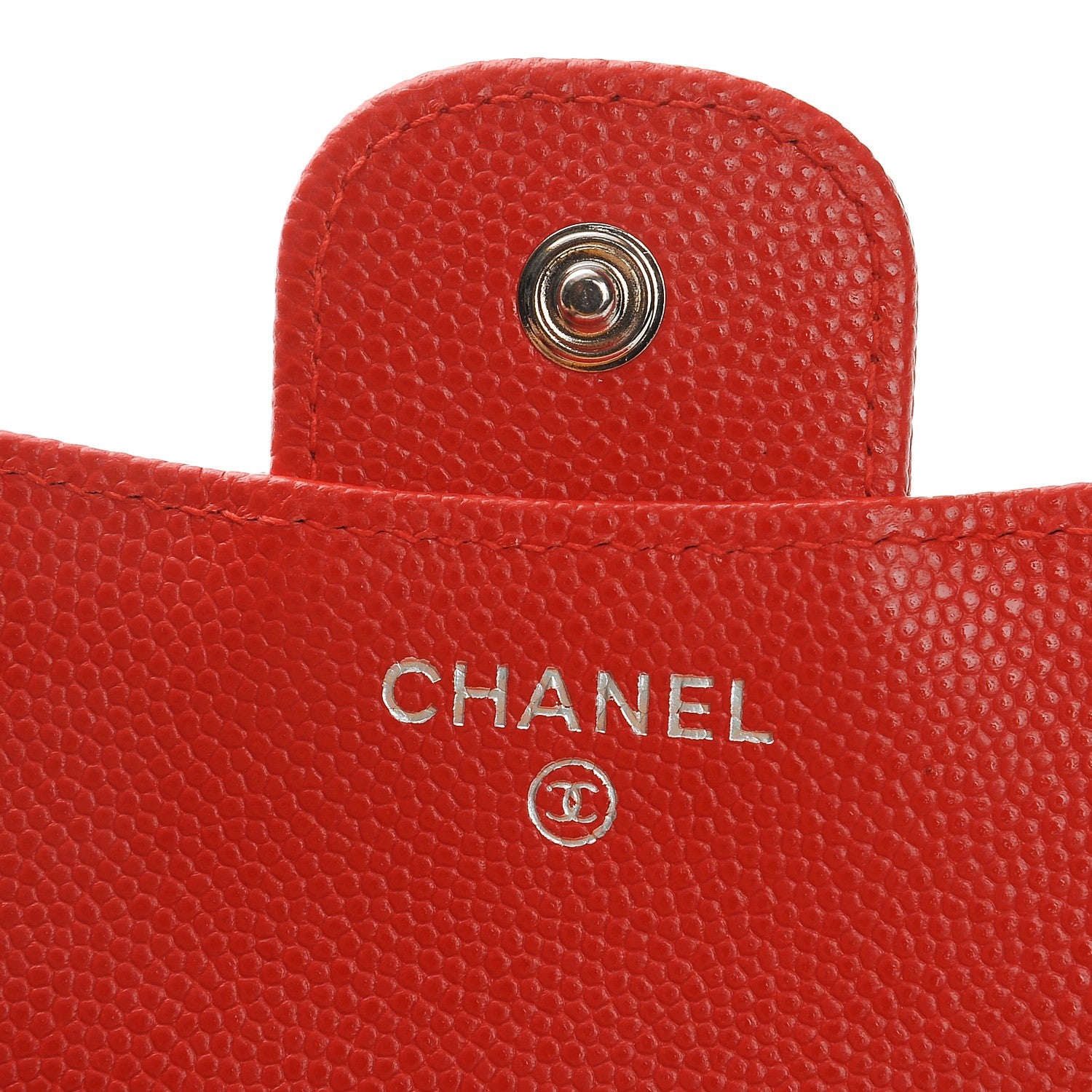 Chanel Caviar Chevron Quilted Compact Flap Wallet Red 6 of 9