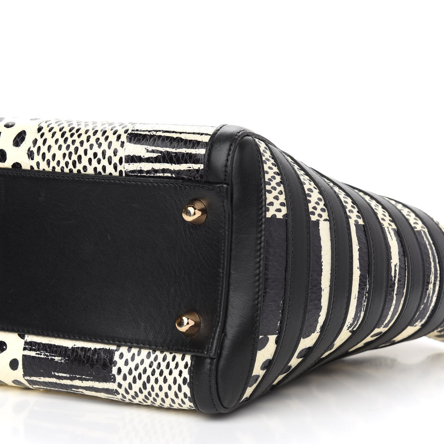 Watersnake Patchwork Farida Bowler Bag White Black