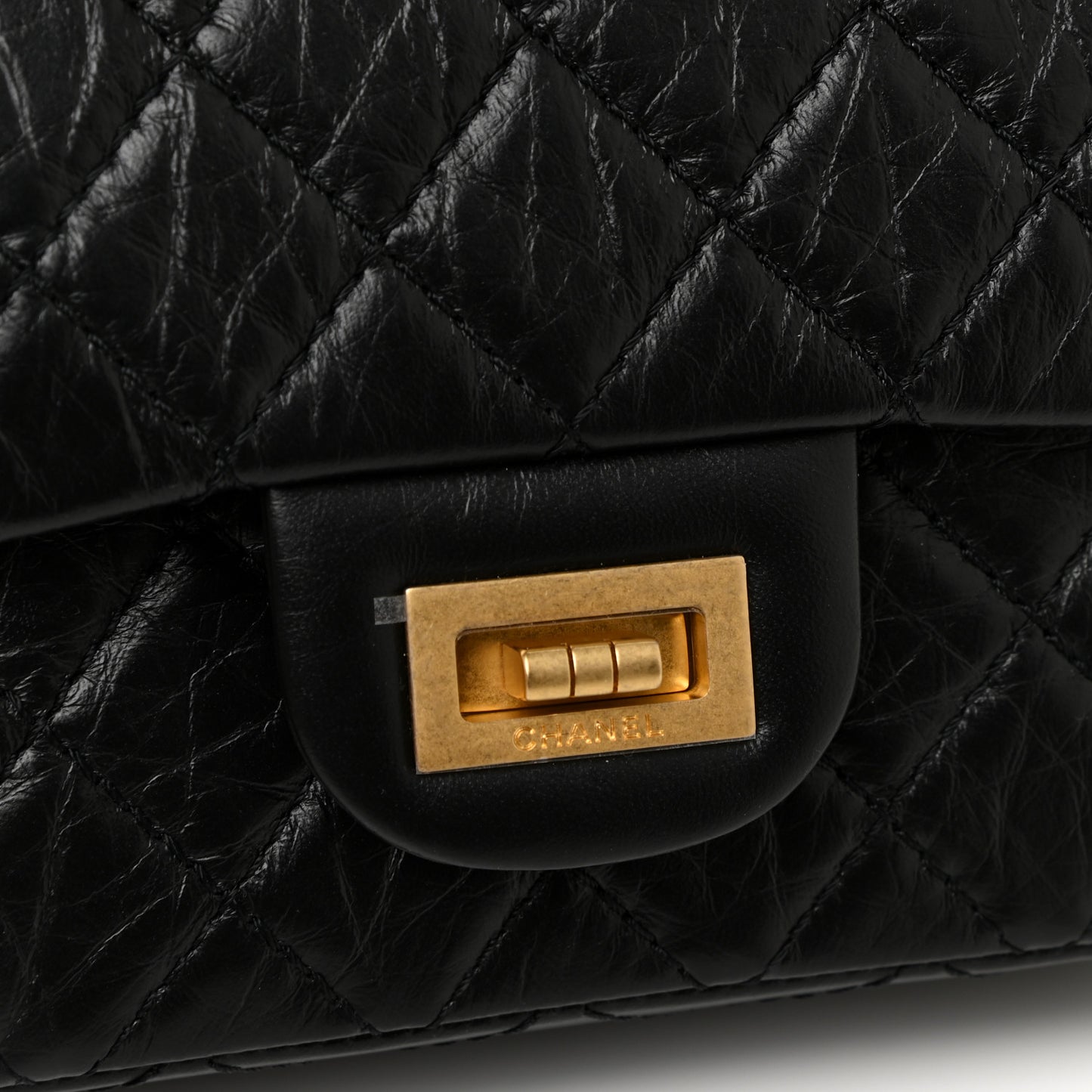 Aged Calfskin Quilted 2.55 Reissue Mini Flap Black
