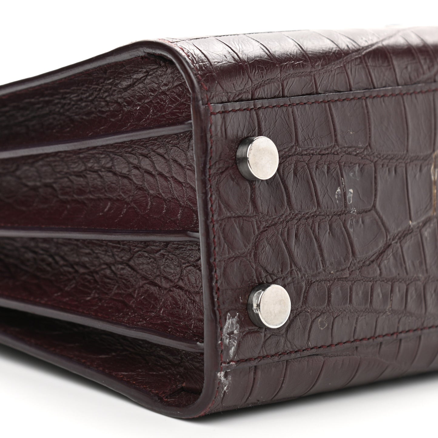 Calfskin Crocodile Embossed Nano Sac De Jour Bordeaux