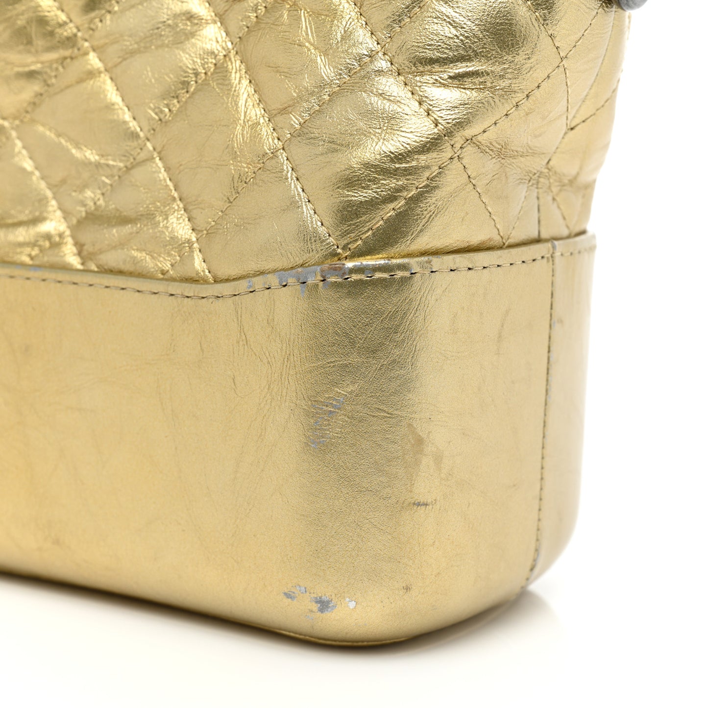 Metallic Lambskin Calfskin Quilted Medium Gabrielle Hobo Gold