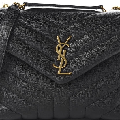 Saint Laurent Grain de Poudre Calfskin Y Quilted Monogram Small Loulou Chain Satchel Black 9 of 9