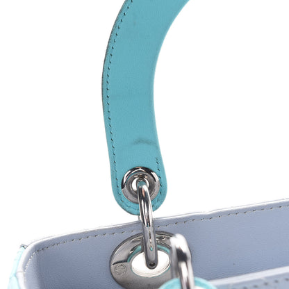 Christian Dior Lambskin Cannage Medium Bi-Color Lady Dior Grey Turquoise 10 of 10