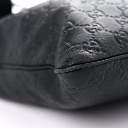 Gucci Guccissima Medium Flat Messenger Bag Black 8 of 12