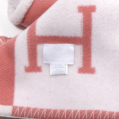 Hermes Wool Cashmere Avalon Baby Blanket Rose Airelle White 2 of 2