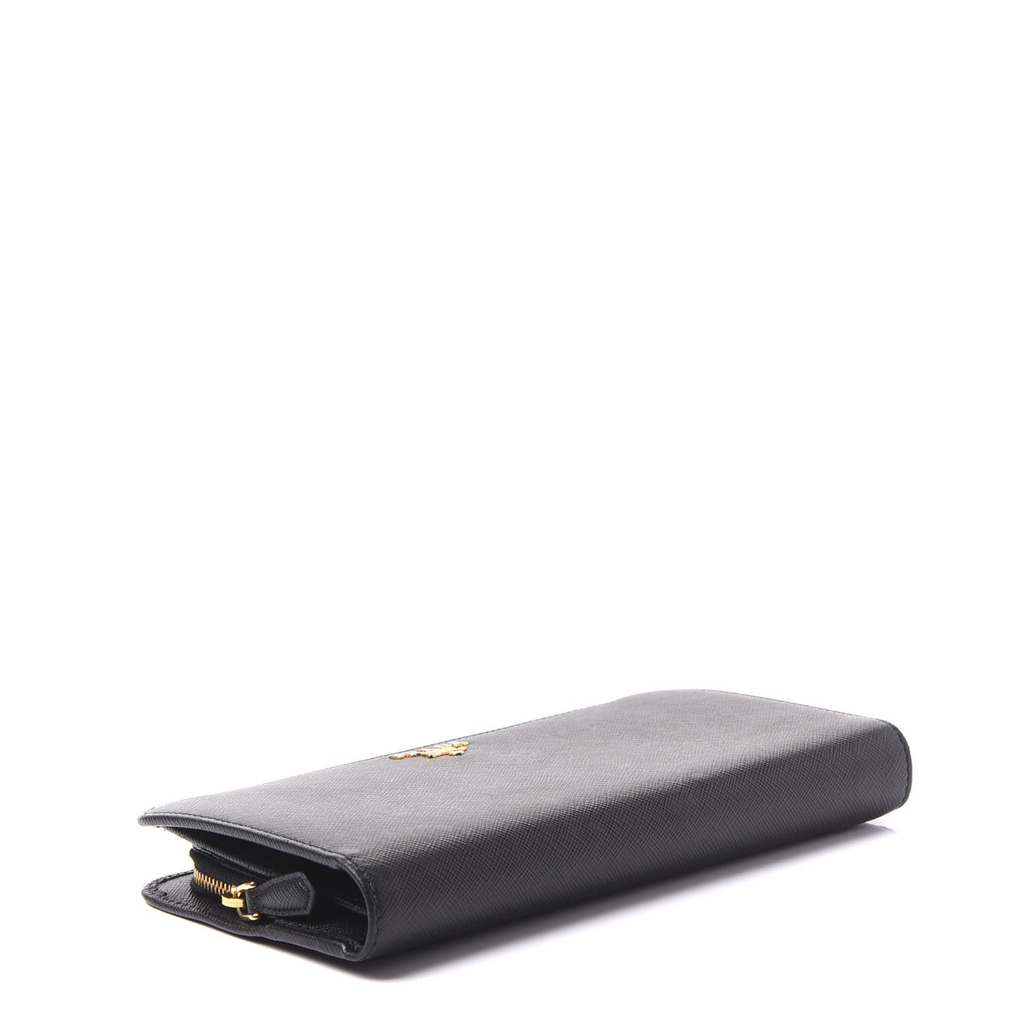 Saffiano Metal Large Zip Around Wallet Black