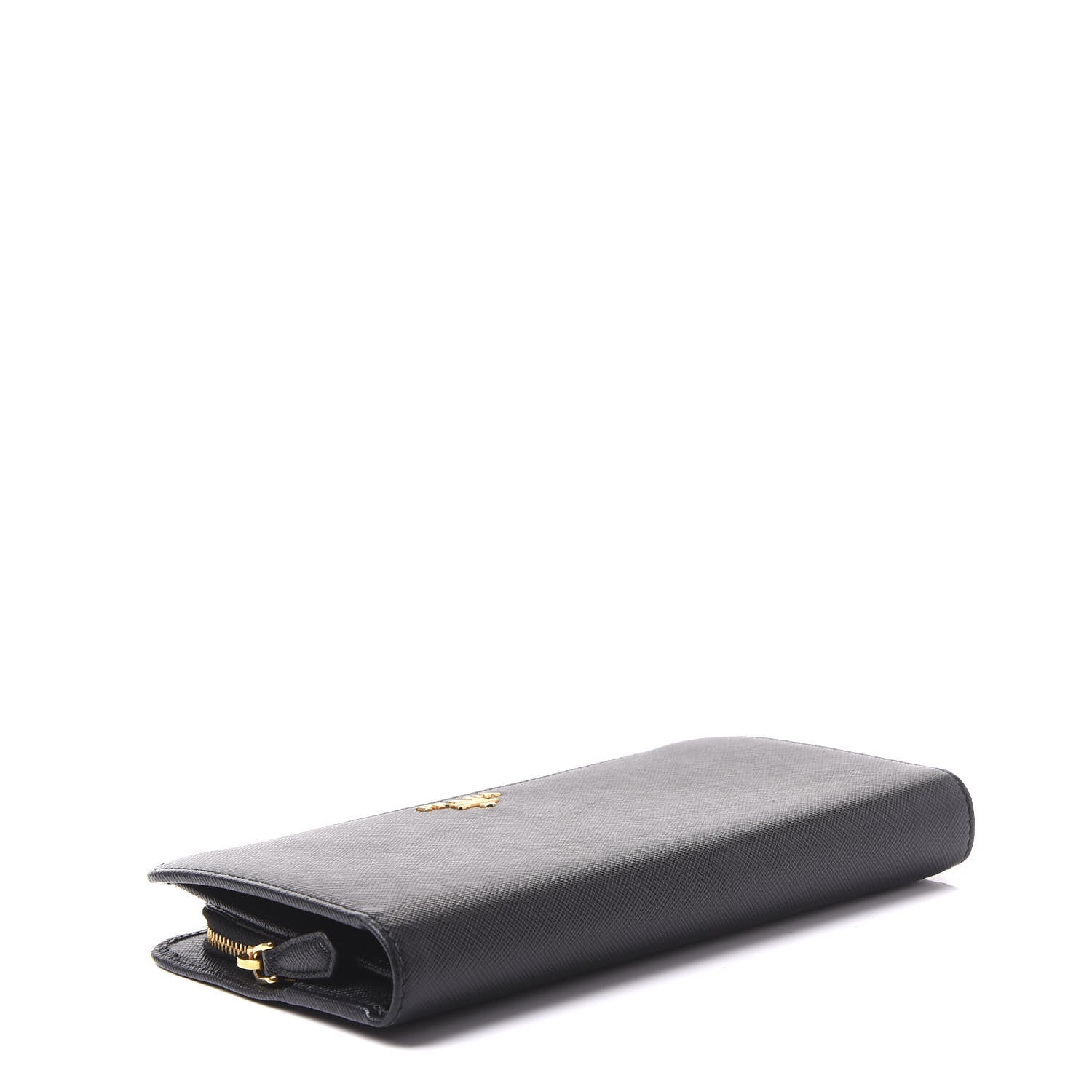 Prada Saffiano Metal Large Zip Around Wallet Black 3 of 9