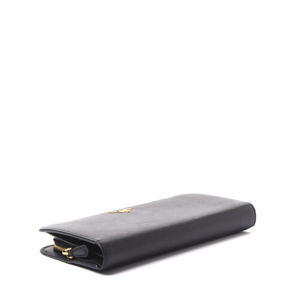 Prada Saffiano Metal Large Zip Around Wallet Black 3 of 9