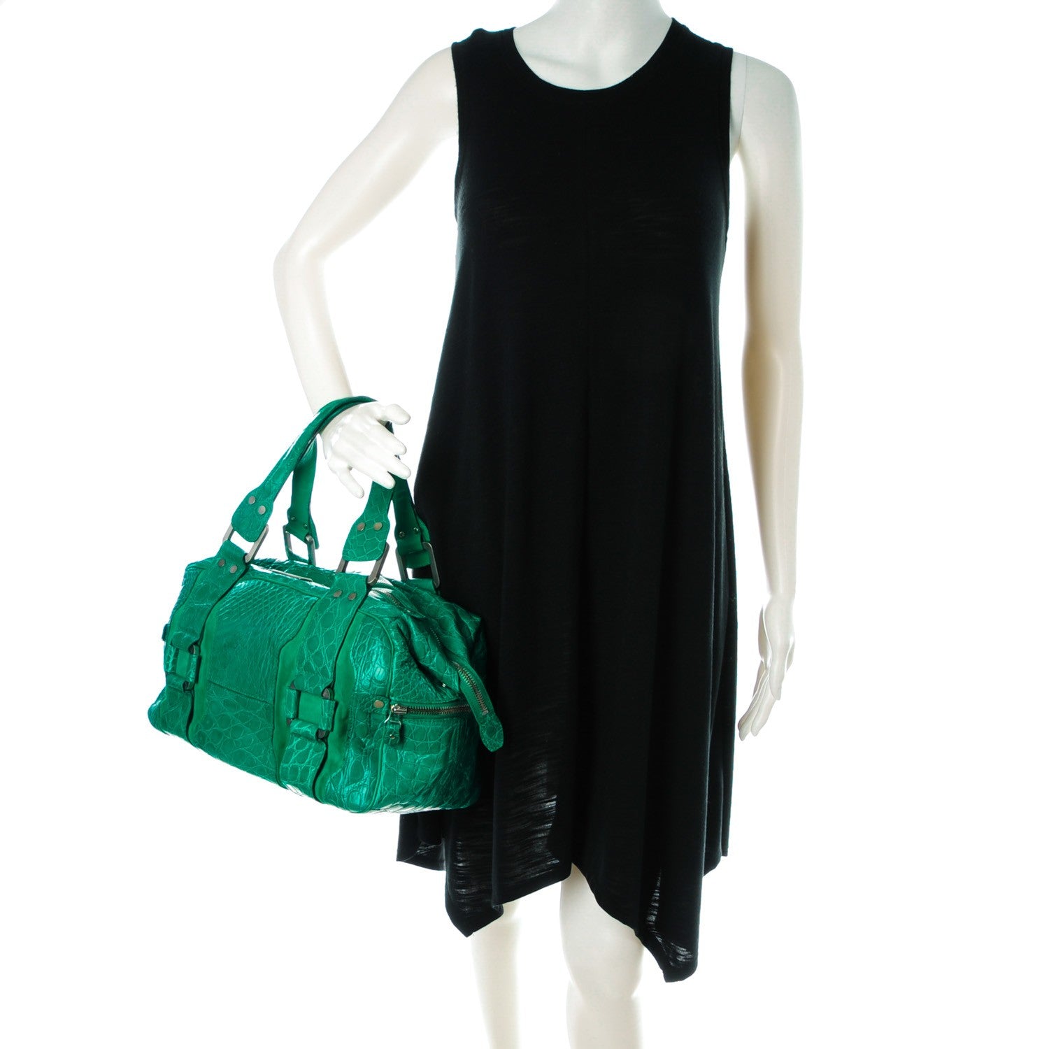 Jimmy Choo Crocodile Suede Mahdi Green 2 of 10