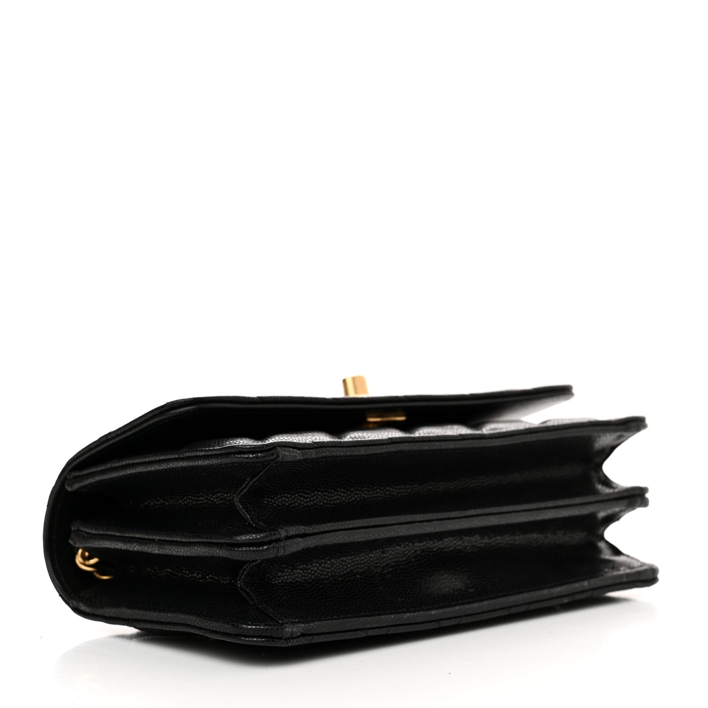 Caviar Quilted Chain Link Clutch With Chain Black