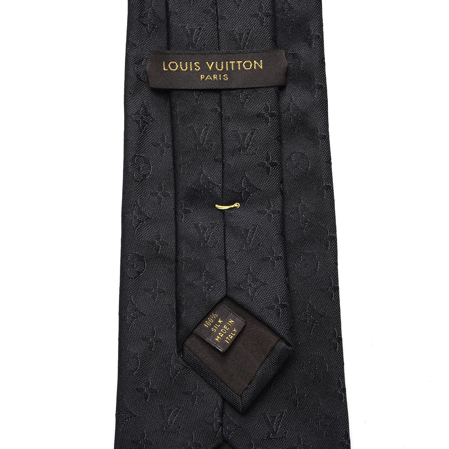 Mens Silk Monogram Relief Neck Tie Black