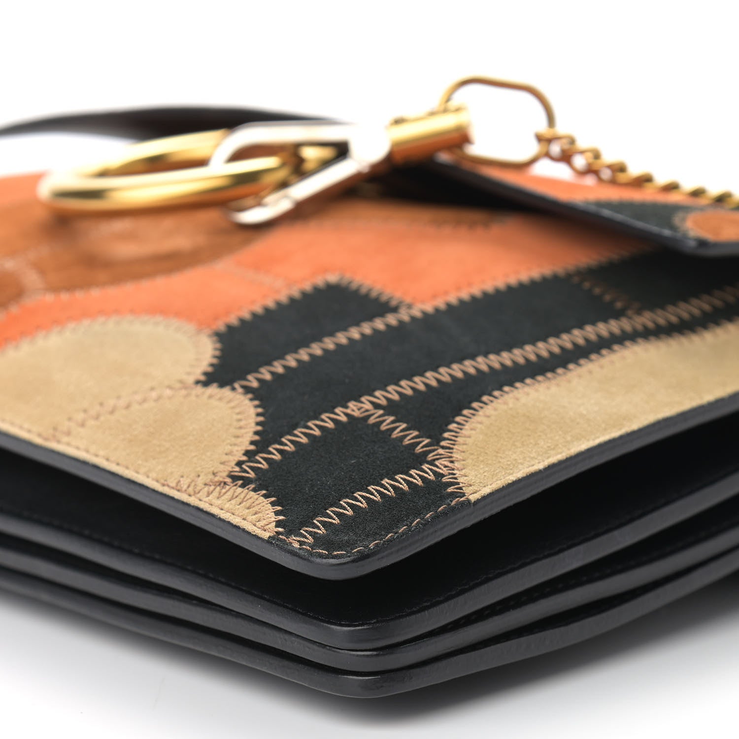 Chloe Suede Patchwork Medium Faye Shoulder Bag Desert 9 of 9