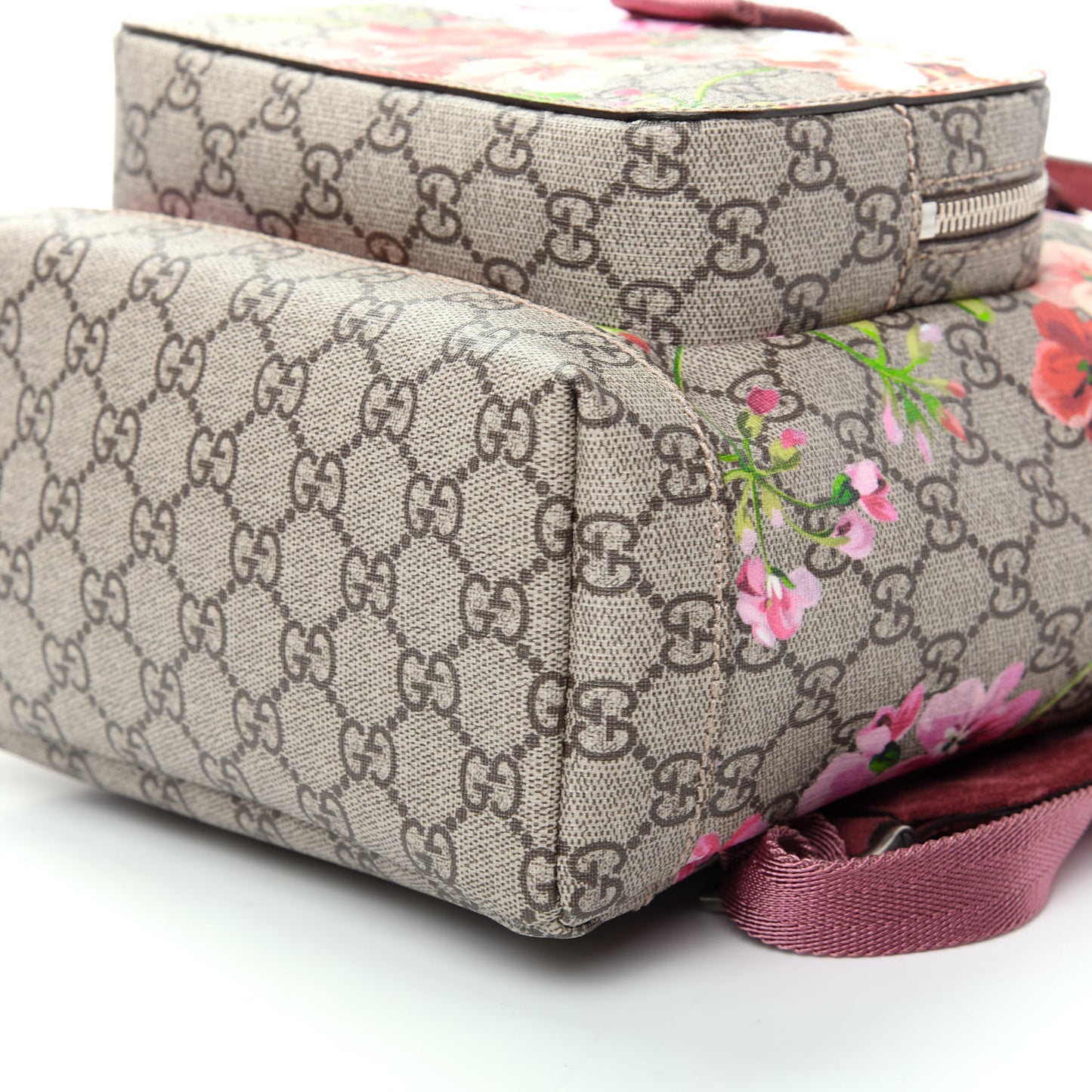 GG Supreme Monogram Blooms Small Single Buckle Backpack Beige Multicolor Dry Rose