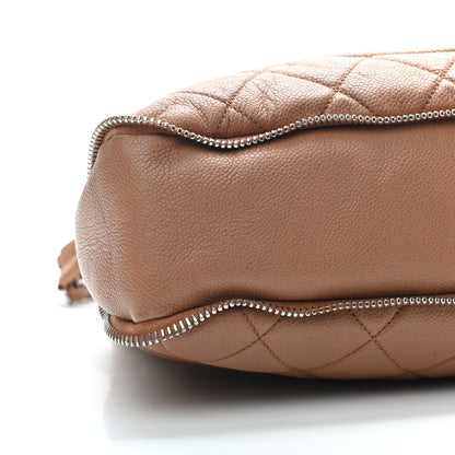 Chanel Caviar Quilted Expandable Zip Shoulder Bag Beige 26 of 43