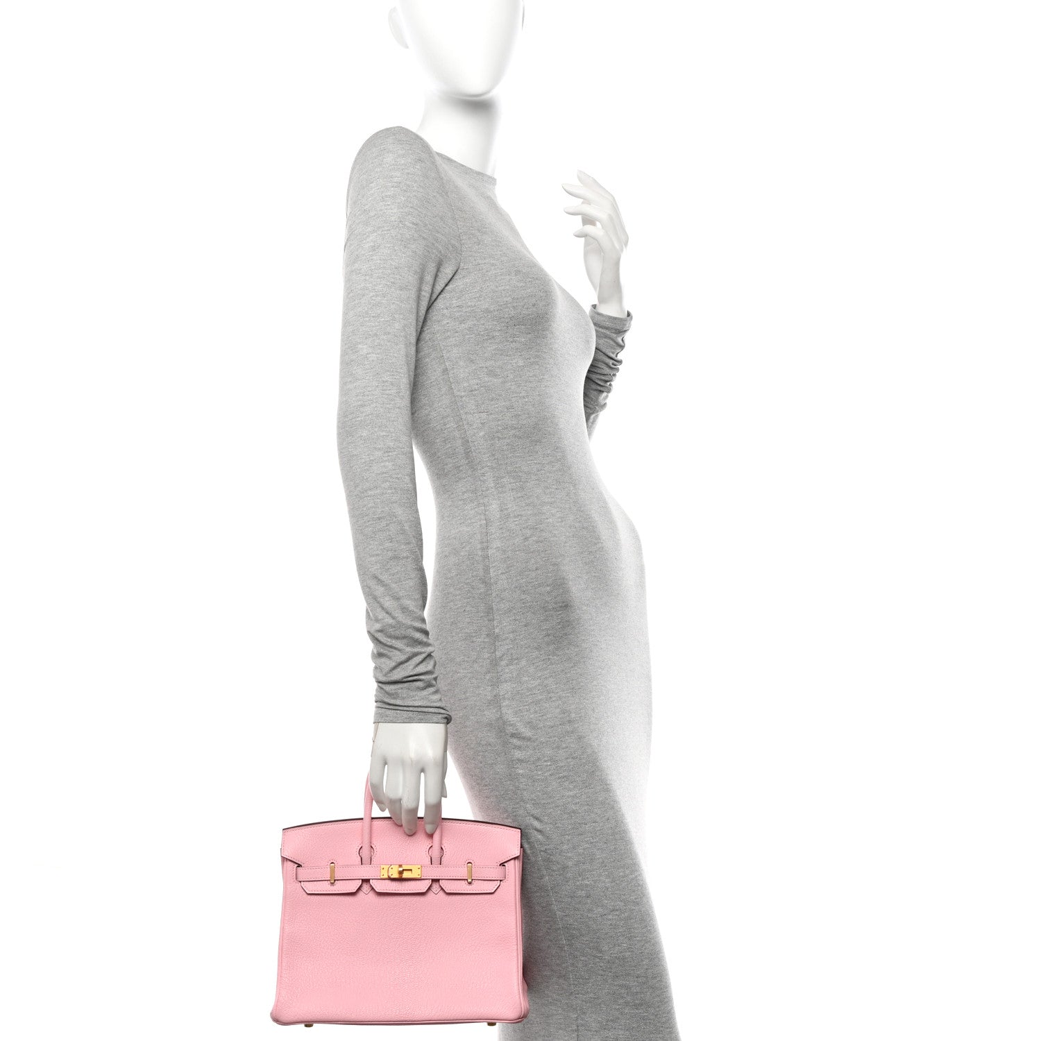 Hermes Chevre Mysore Horseshoe Birkin 25 Rose Sakura Gris Perle 2 of 11