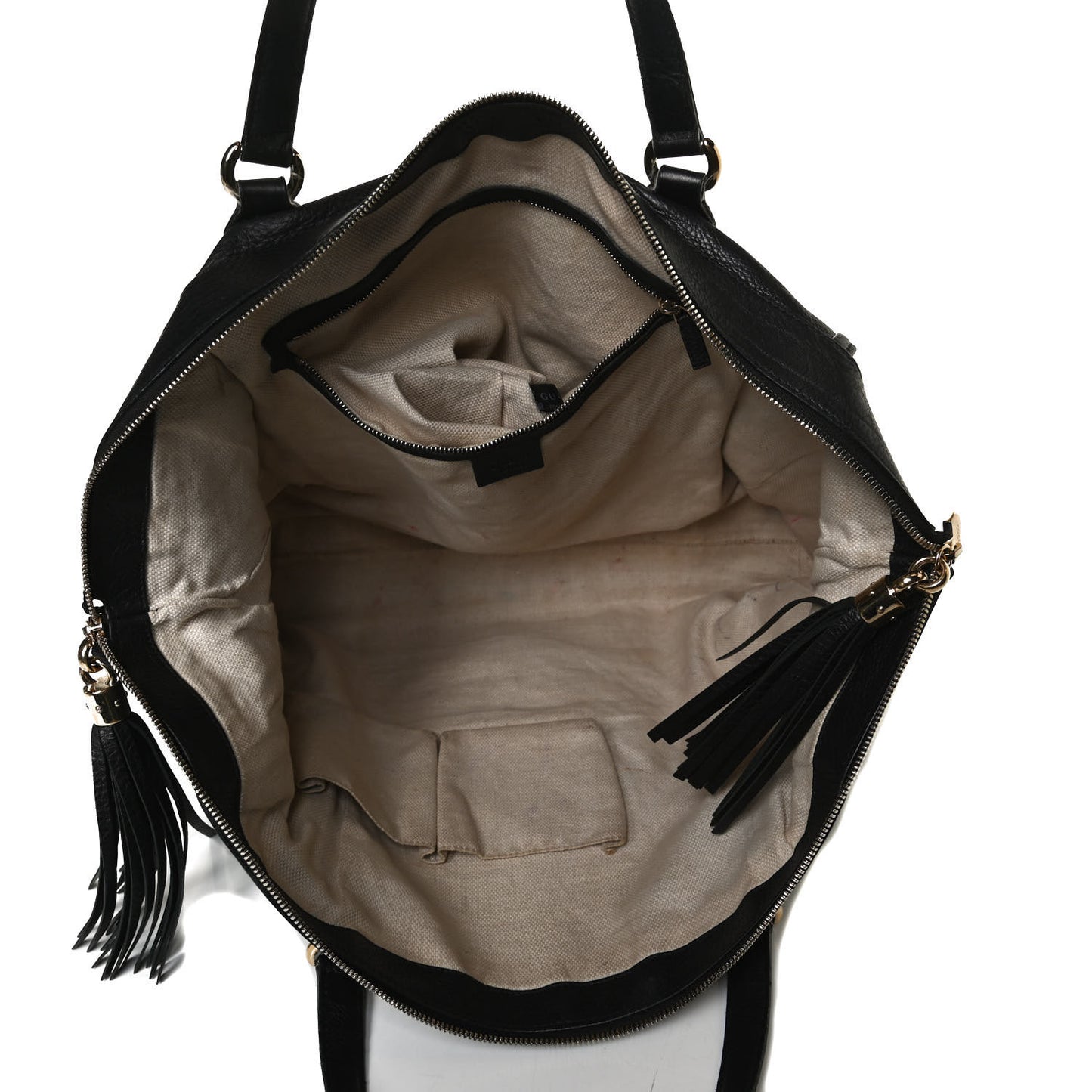 Pebbled Calfskin Large Soho Top Handle Bag Black