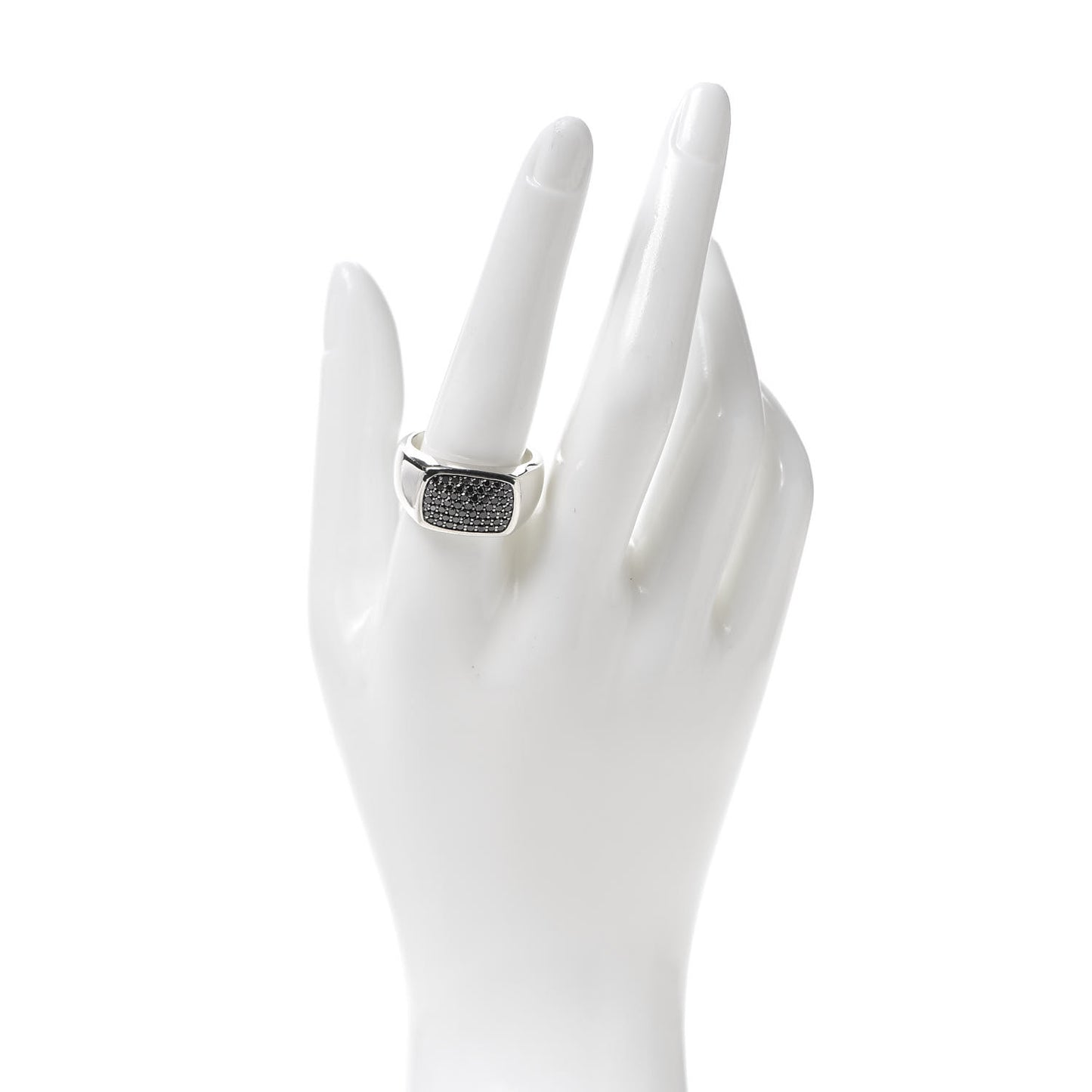 Sterling Silver Black Diamond Signet Ring 62 10