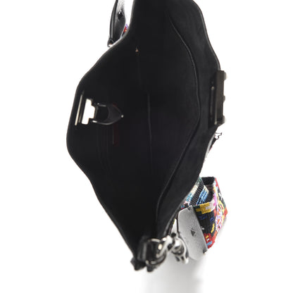 Valentino Garavani Calfskin Beaded Guitar Strap Rockstud Rolling Hobo Bag Black 5 of 9