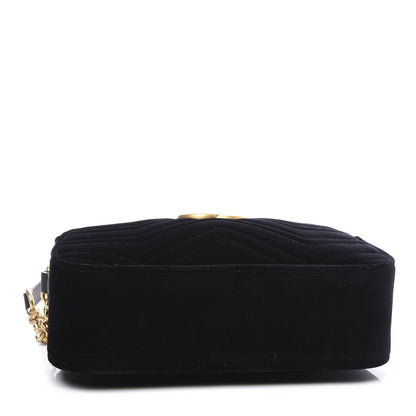 Gucci Velvet Matelasse Small GG Marmont Chain Shoulder Bag Black 3 of 10
