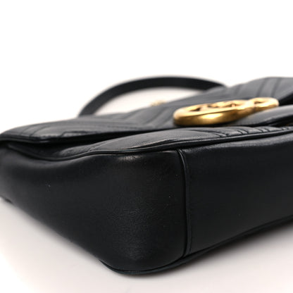 Gucci Calfskin Matelasse Medium GG Marmont Shoulder Bag Black 8 of 9
