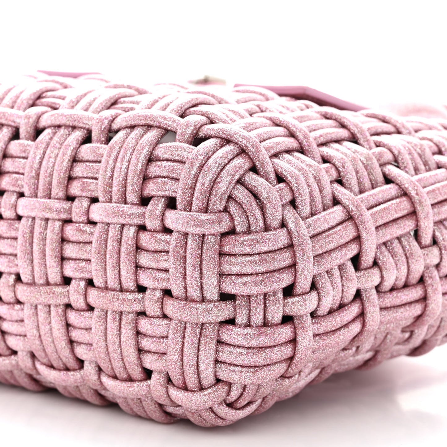 Glitter Faux Calfskin XXS Bistro Basket Pink