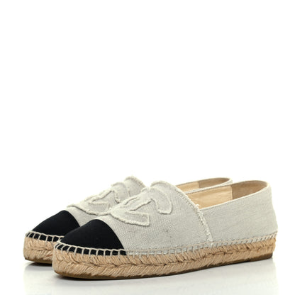Chanel Linen CC Espadrilles 38 Beige Black 3 of 14