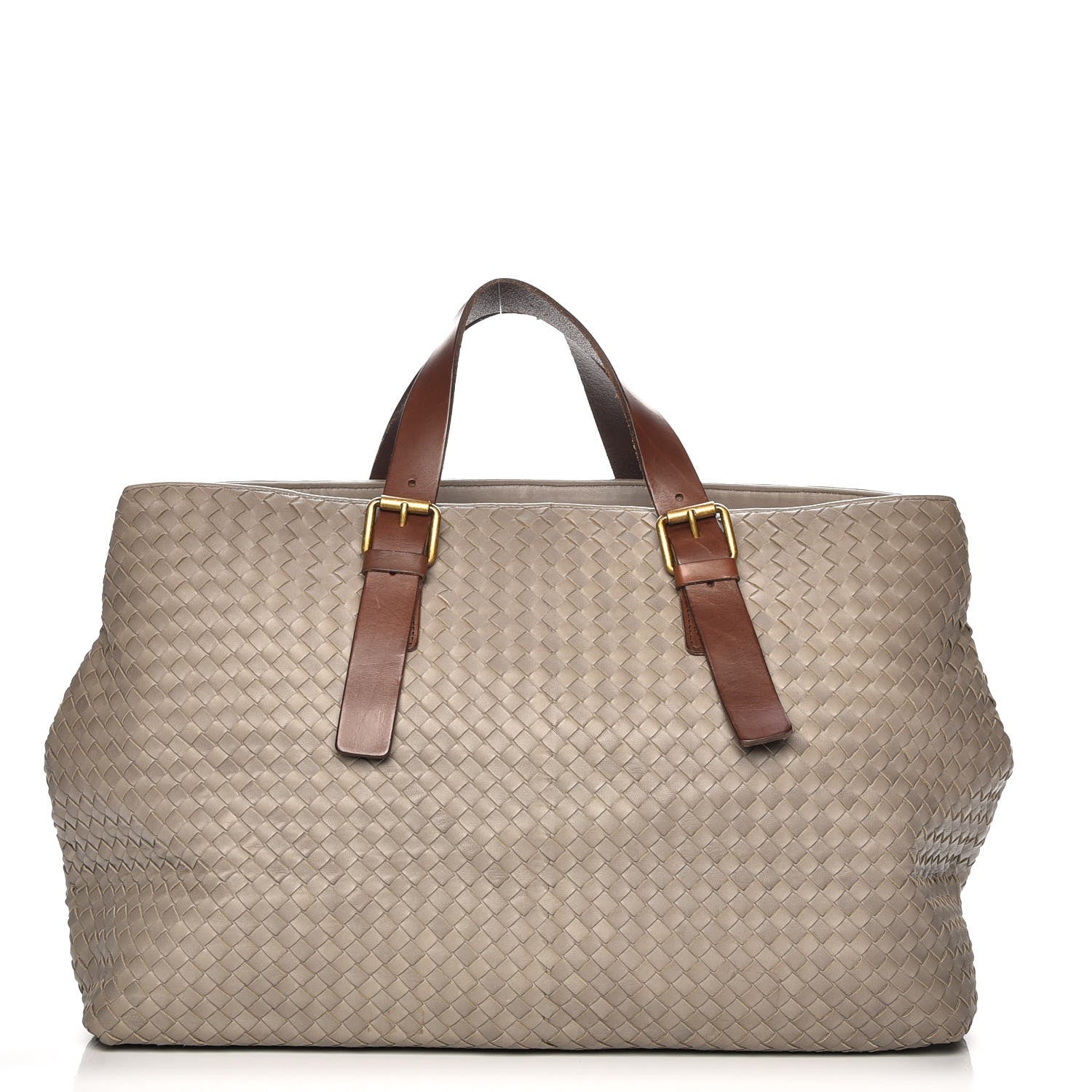Bottega Veneta Intrecciato Light Calf Shopper Tote Khaki Brown 1 of 7