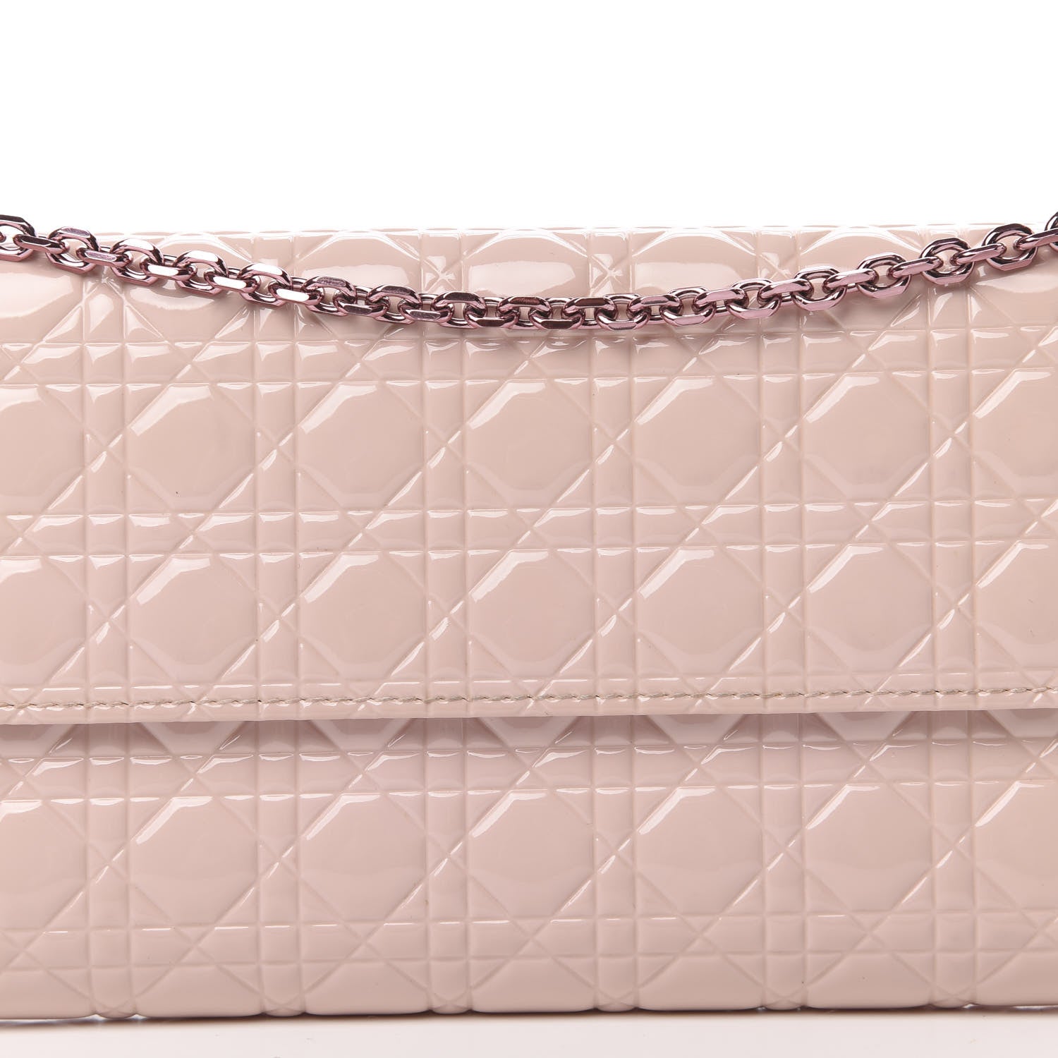 Christian Dior Patent Cannage Rendezvous Chain Wallet Pink 8 of 13