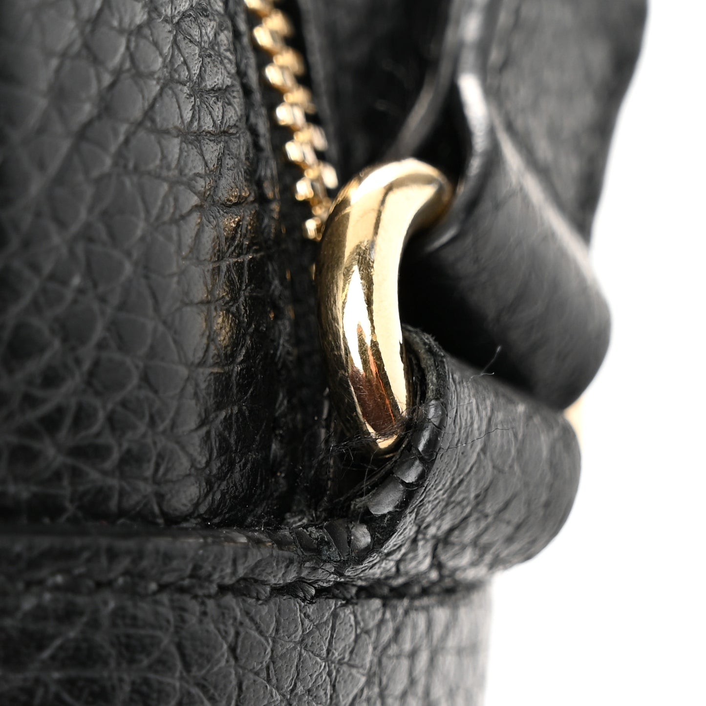 Pebbled Calfskin Small Soho Disco Bag Black